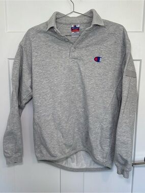 Champion Light Heather Gray Pullover Sweatshirt with Logo Tag